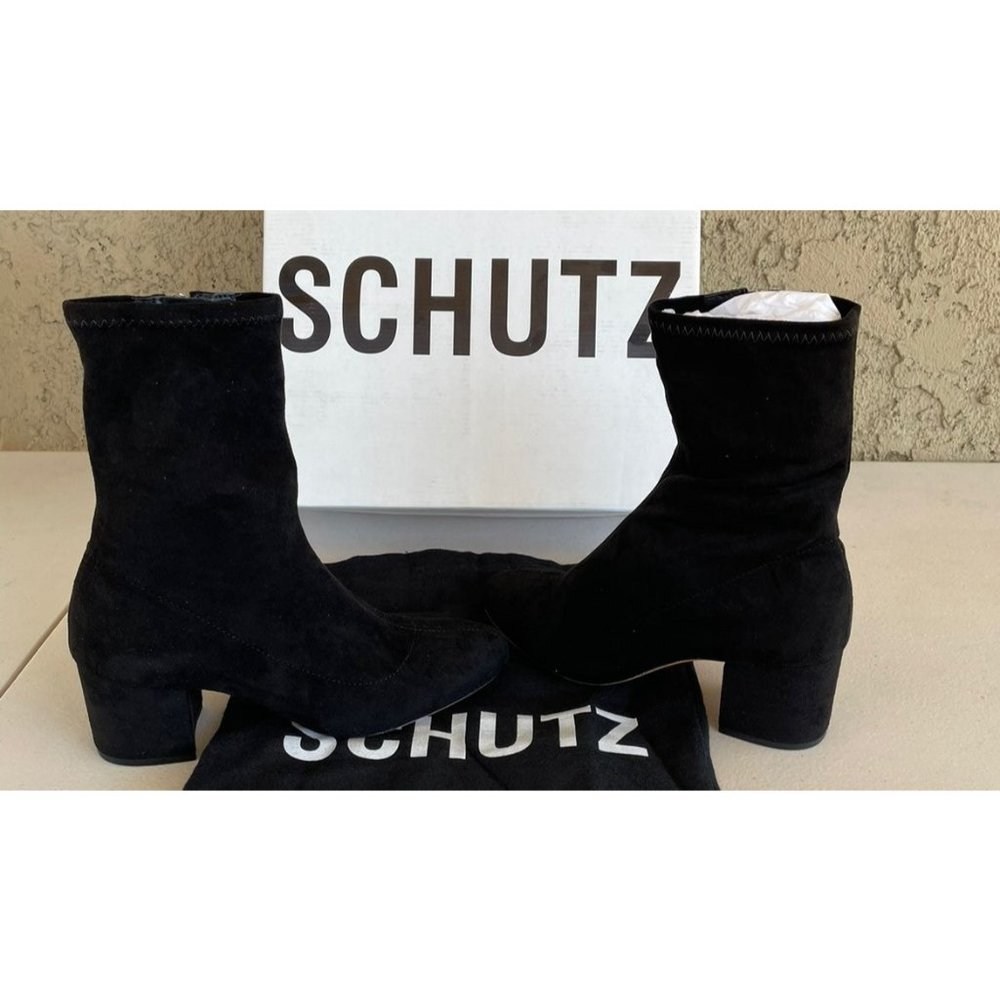 Nib Schutz Lupe Stretch Learher Bootie In Sand Sz… - image 2